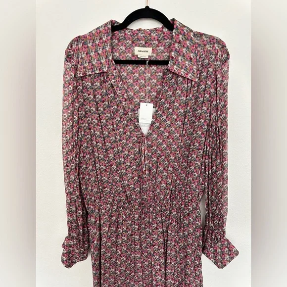 NWT Zadig & Voltaire Rose Skull Dress‎ Large Reevas Mousseline - Picture 4 of 14